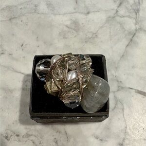 Wire Wrapped Stone and Bead Ring